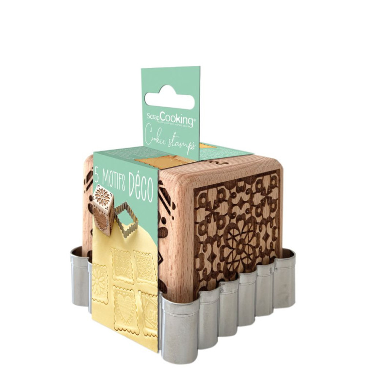 Decorative wood cookie stamp + cookie cutter ScrapCooking®