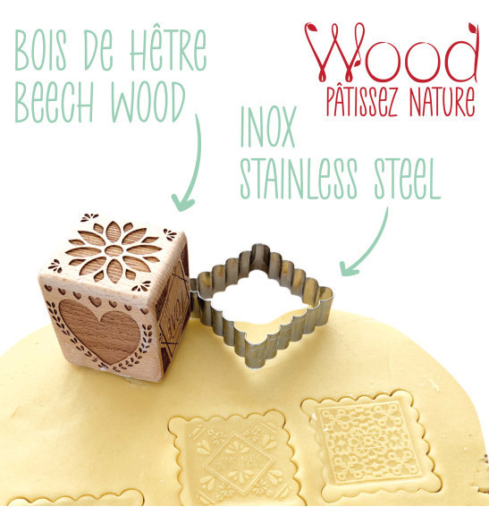 Decorative wood cookie stamp + cookie cutter ScrapCooking®