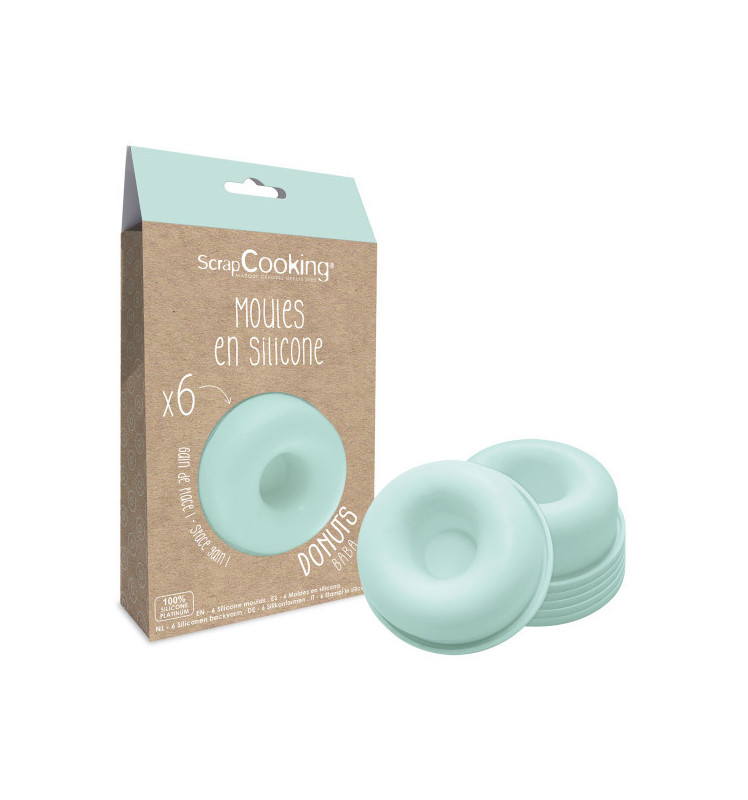 6 moules à Donuts en silicone avec contenu - ScrapCooking