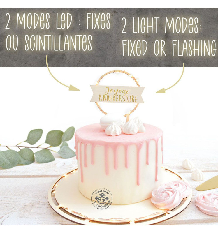Joyeux Anniversaire LED cake topper
