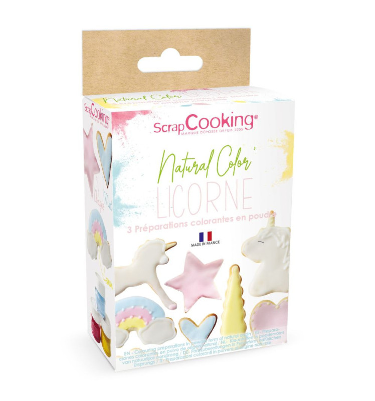 Unicorn-Themed Natural Food Coloring Kit – Dragee, Mint, Lemon Shades |ScrapCooking®