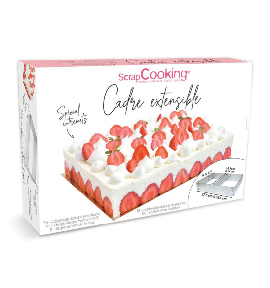 Cadre à pâtisserie extensible inox packaging - ScrapCooking