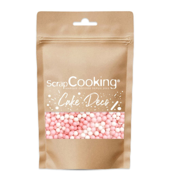 Décors sucrés perles blanc rose - ScrapCooking