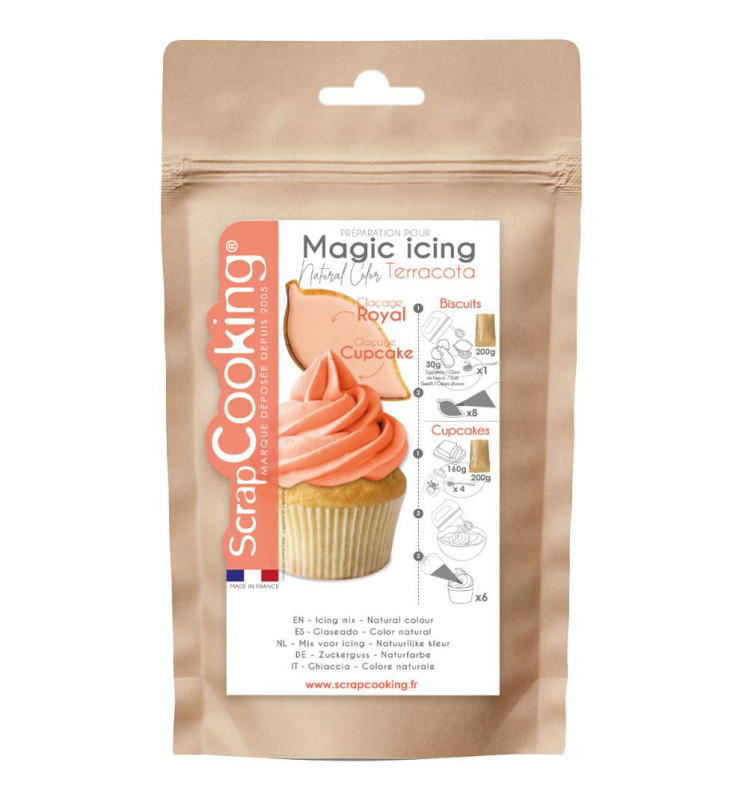 Préparation glaçage royal coloré biscuits cupcakes terracotta - ScrapCooking