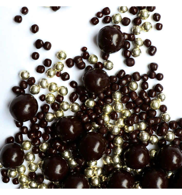 Deco pot choco black-gold beads  - ScrapCooking®