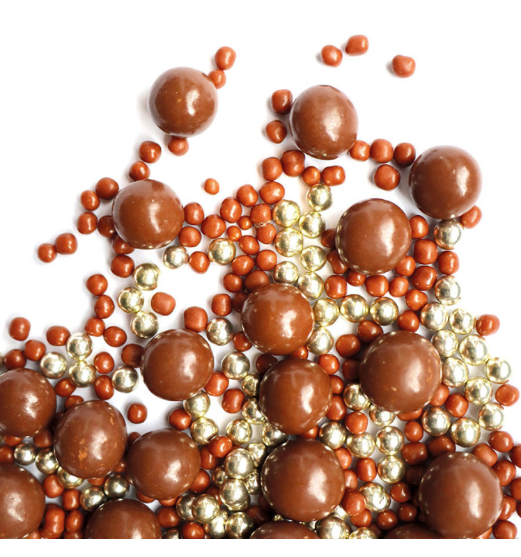 Deco pot milk-gold choco pearls - ScrapCooking®