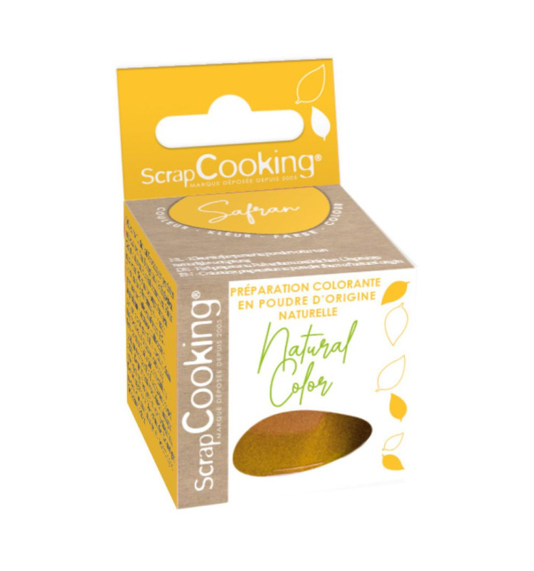 Préparation colorante d'origine naturelle en poudre Jaune Safran 10g - ScrapCooking