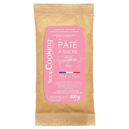 Pate à sucre de couverture rose 400g - ScrapCooking