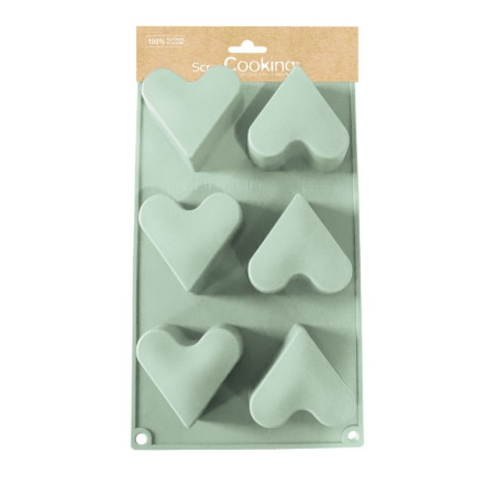 Silicone mould with 6 heart cavities - Funfetti