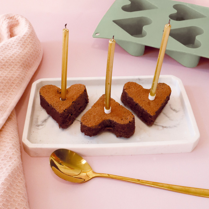 Silicone mould with 6 heart cavities - Funfetti