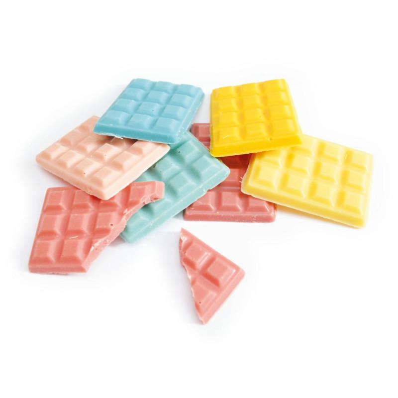 3 powdered liposoluble food colourings - red, yellow, blue