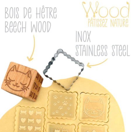 Cat wood cookie stamp + cookie cutter - ScrapCooking