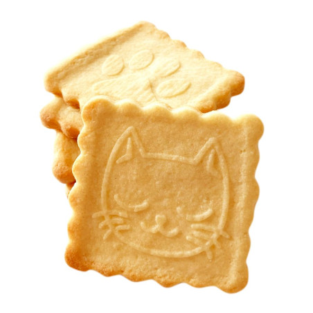 Tampon à biscuits bois chat + découpoir empreinte biscuit - ScrapCooking