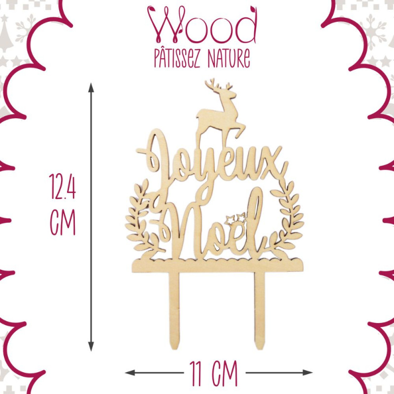 “Merry Christmas” wooden cake topper - product image 3 - ScrapCooking