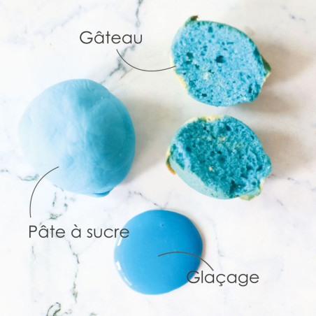 Colorant gel alimentaire bleu 20 gr application - ScrapCooking