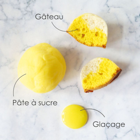 Colorant gel alimentaire jaune 20 gr application - ScrapCooking