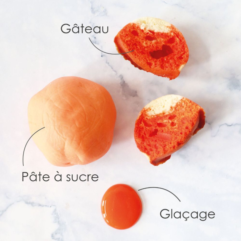 Colorant gel alimentaire orange 20 gr application - ScrapCooking