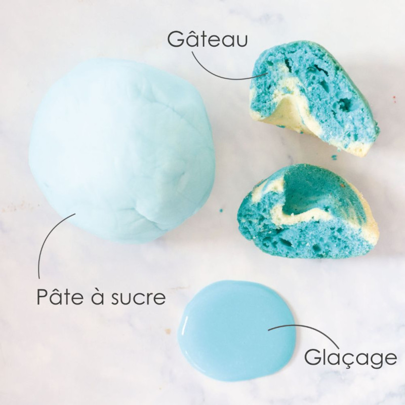 Colorant gel alimentaire bleu turquoise 20 gr application - ScrapCooking