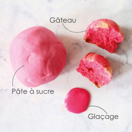 Colorant gel fuchsia 20 gr application - ScrapCooking