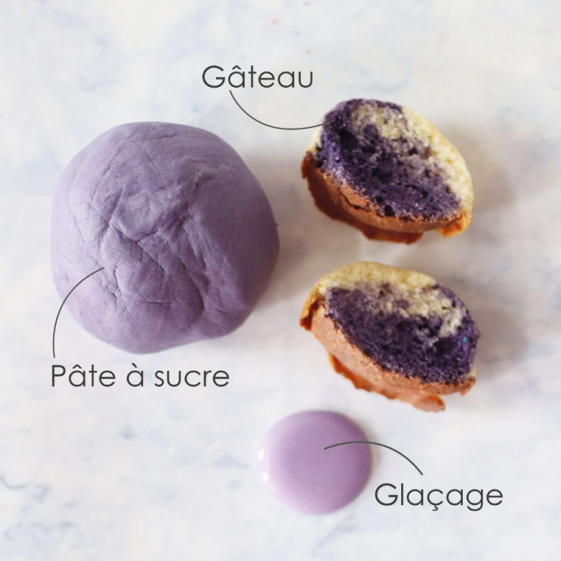 Colorant gel alimentaire violet 20 gr application - ScrapCooking