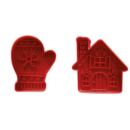 2 emporte-pièces éjecteurs pour biscuits de Noël contenu - ScrapCooking