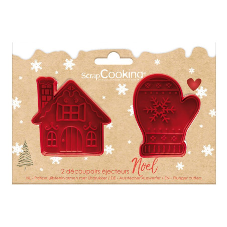 2 emporte-pièces éjecteurs pour biscuits de Noël pack - ScrapCooking