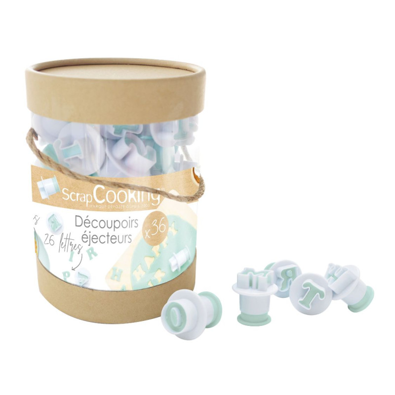 Bucket of 36 plunger cutters "letters & numbers" - ScrapCooking