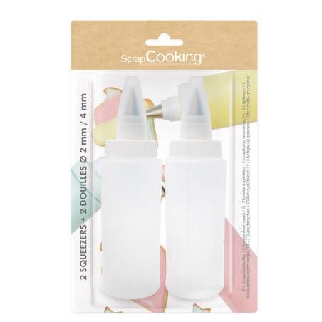 2 Squeeze bottles & 2 icing piping tips - ScrapCooking®