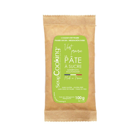 Pâte à sucre vert prairie 100g - ScrapCooking