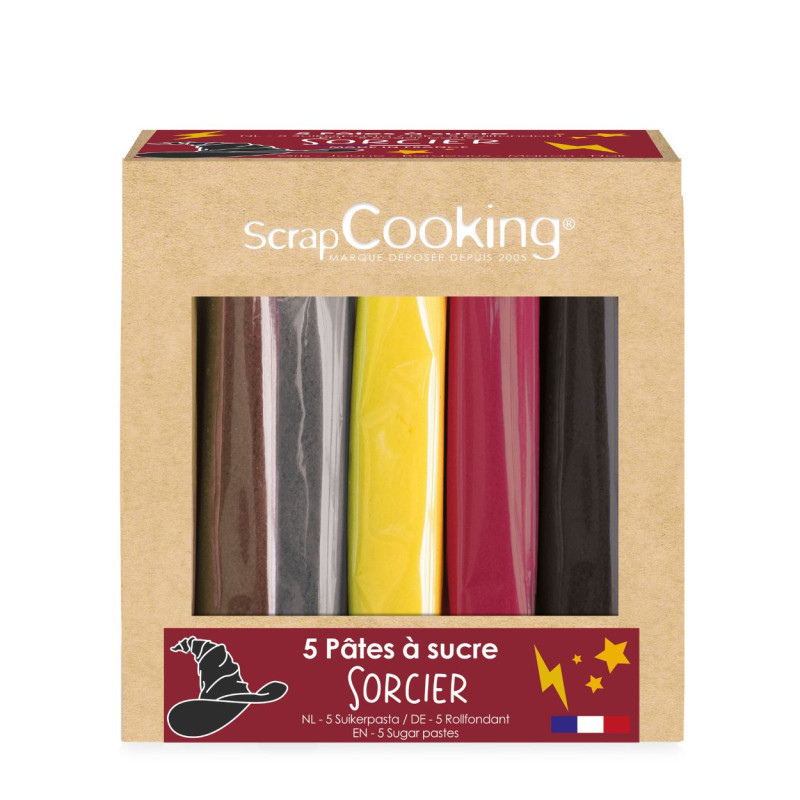 Boite 5 pâtes à sucre Sorcier 5 x 80g - ScrapCooking
