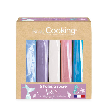 Boite 5 pâtes à sucre Sirène 5 x 80g - ScrapCooking