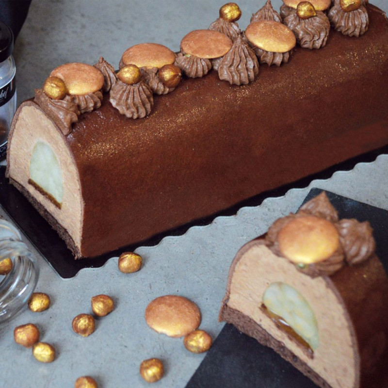 Noisettes dorées décoratives buche - ScrapCooking