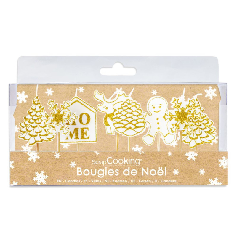 8 bougies de Noel dorées - ScrapCooking