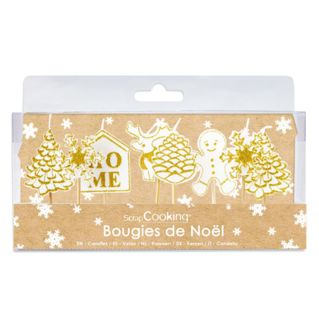 8 bougies de Noel dorées - ScrapCooking