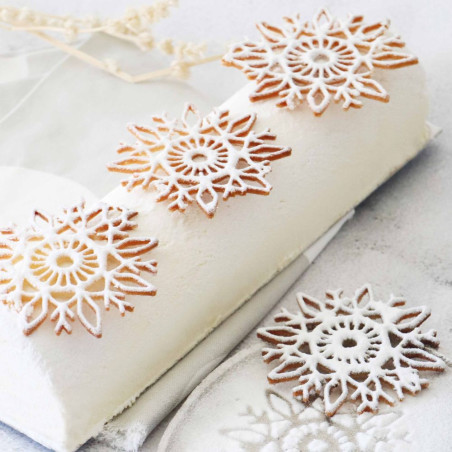 Boxed set of 3 chocolate Yule logs with ingredients and utensils