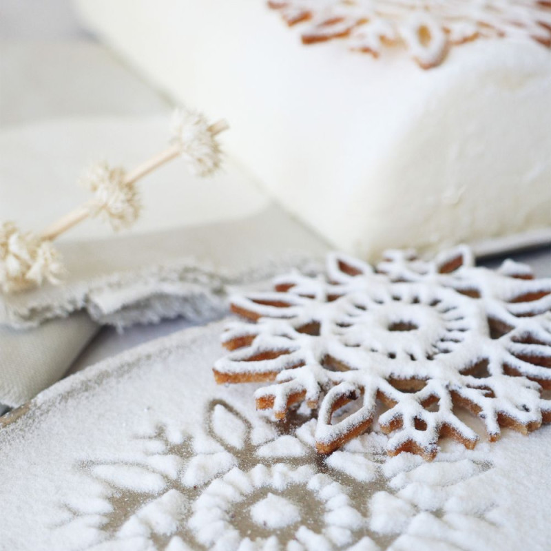 Coffret préparation bûche velours tuile blanche - ScrapCooking