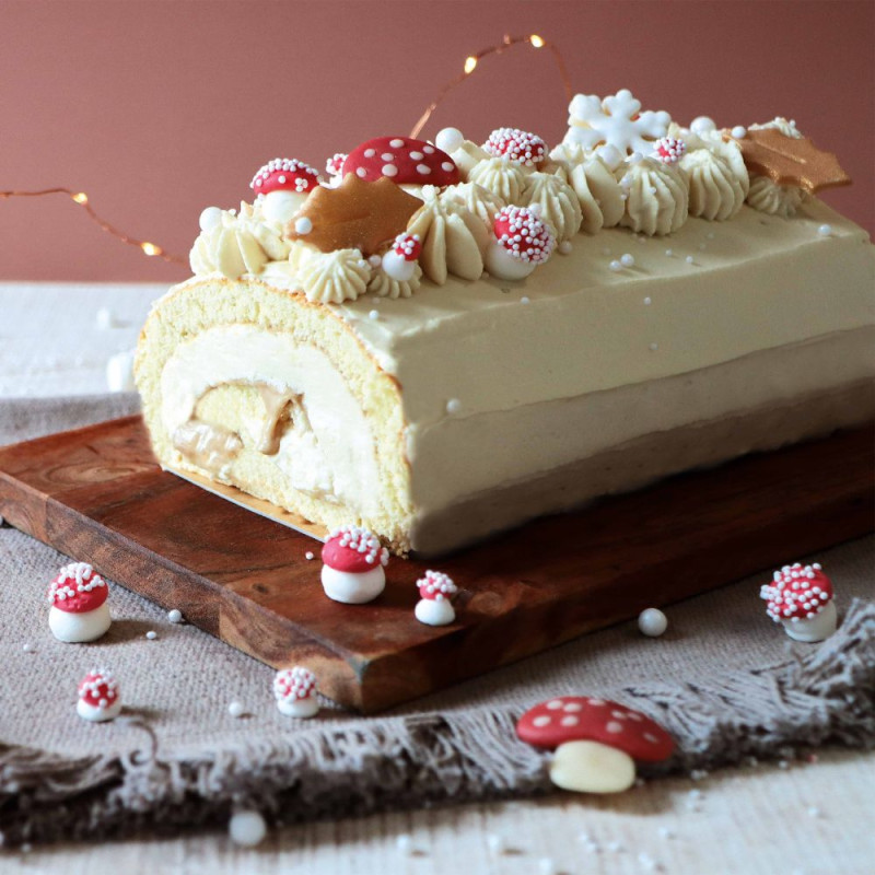 Deco hiver pate d'amande buche roulée - ScrapCooking