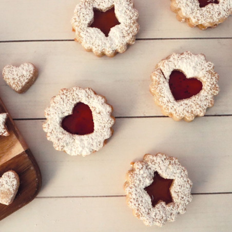 4 découpoirs Linzer biscuits fraise - ScrapCooking