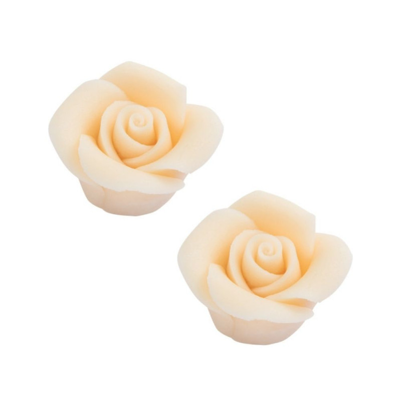 White marzipan roses x24 24mm cake decoration | ScrapCooking