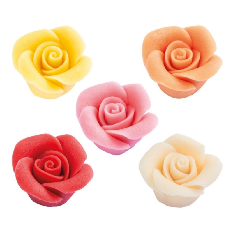 Assorted marzipan roses x24 27mm cake decoration | ScrapCooking