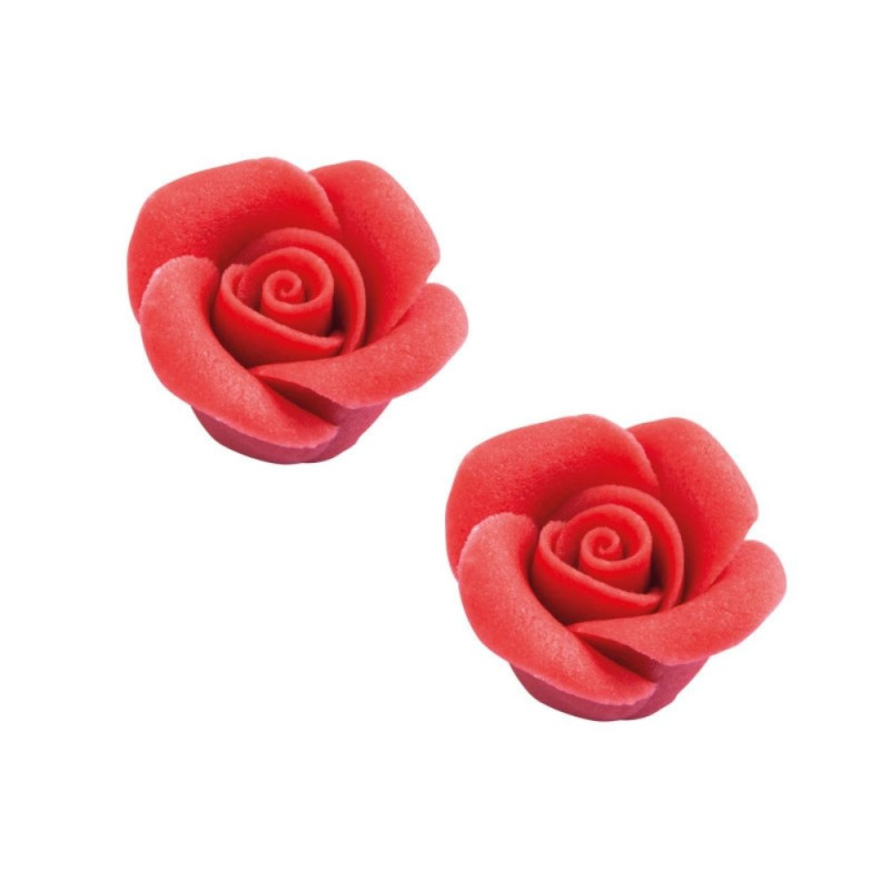 Red marzipan roses x24 24mm cake decoration | ScrapCooking