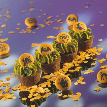 Halloween sugar discs pot x24 decoration | ScrapCooking