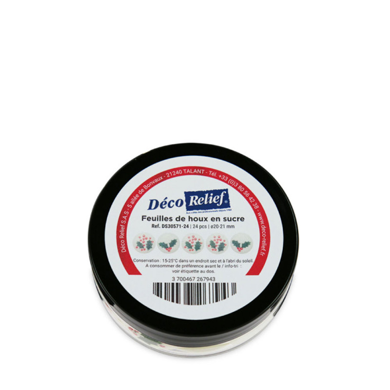 Holly sugar discs pot x24 Christmas decoration | ScrapCooking