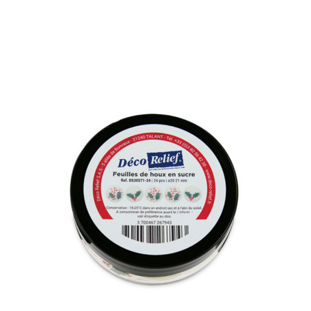 Holly sugar discs pot x24 Christmas decoration | ScrapCooking