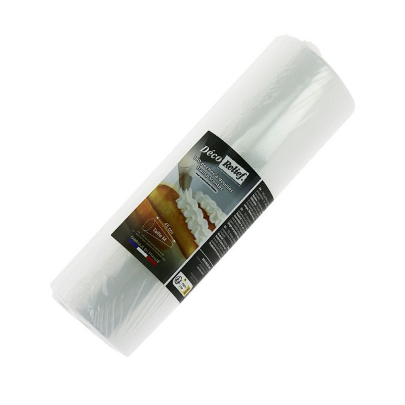 Box 100 disposable piping bags 45x23cm transparent | ScrapCooking