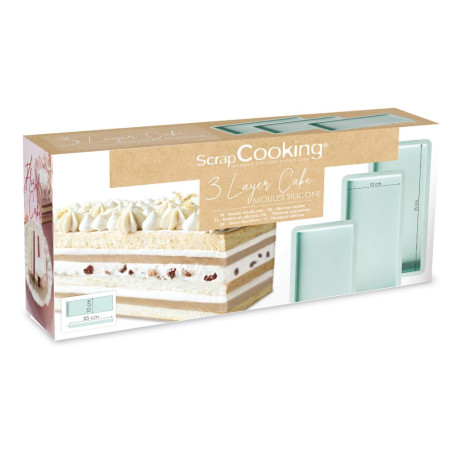 3 rectangular silicone layer cake moulds - product image 1 - ScrapCooking