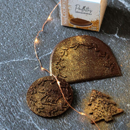 Paillettes alimentaires dorées déco - ScrapCooking