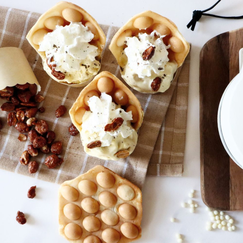 Machine à mini bubble waffle topping chocolat - ScrapCooking