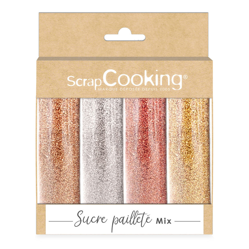 Iridescent sugar mix - Gold, pink gold, silver, ruby | ScrapCooking