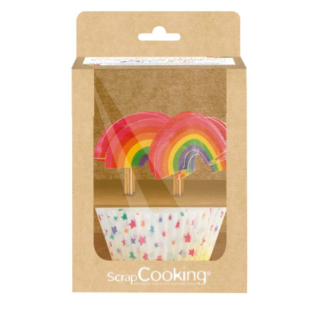 Caissettes et cake toppers rainbow - ScrapCooking